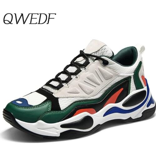 Casual Breathable Shoes Flats Thick Sole Platform Sneakers Men Vulcanize Shoes Man Mixed Color Chunky Shoes Men Trainers N1-69