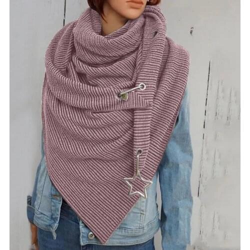 *@ Winter Women Scarf Wrap Warm Scarves Women Solid Scarf Fashion Retro Female Multi-purpose Shawl Scarf Button Wrap Shawls