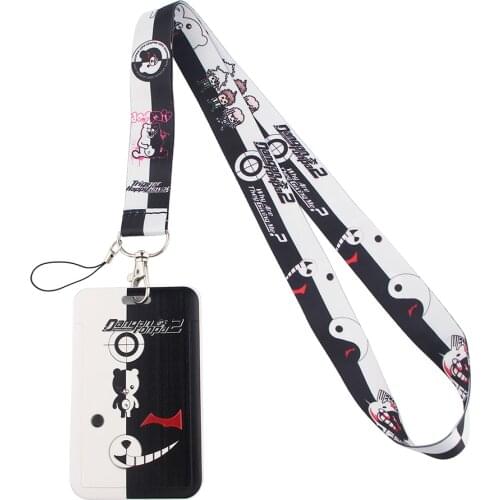 ER676 Cool Anime Bear Cartoon Lanyard Card Holder Student Hanging Neck Mobile Phone Lanyard Badge Subway Access Card Holder