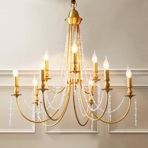 Nordic Modern Chandelier led candelabra Living Room pendant Crystal lighting for Dining room chandelier American Copper lamps