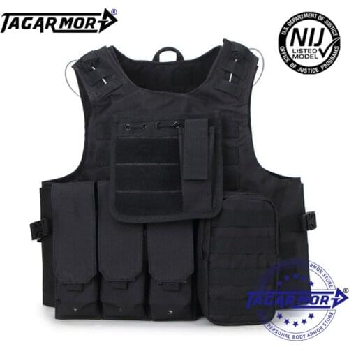 Tagarmor Black NIJ IIIA 3A Body Armor Aramid Military Police Bulletproof Vest Ballistic Bullet Proof Vest