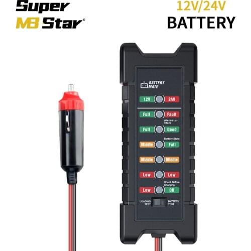 BM420 Car Battery Tester 12V 24V 7 LED Indicator Truck Motorcycle Loading Test Voltage Detector