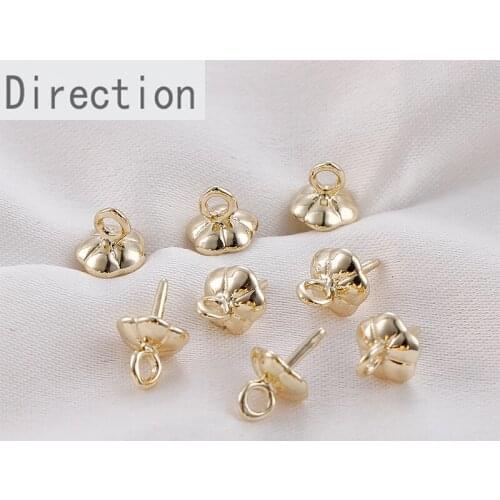 14K package gold color protection copper plating real gold base cap DIY beads pearl cap pendant material accessories