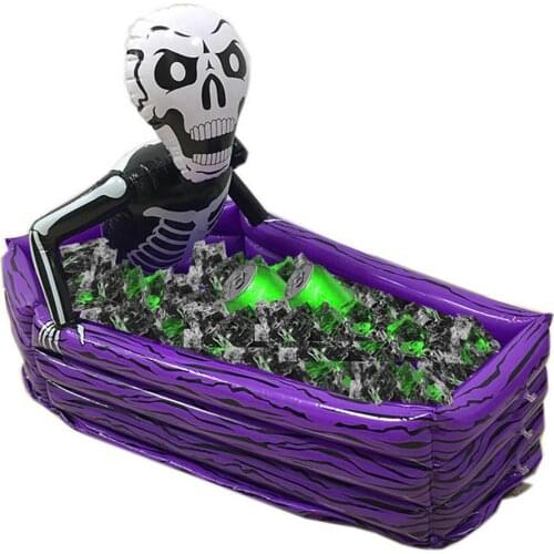 Skull Ice Bucket PVC Inflatable Vampire Skeleton Float Beer Drinking Cooler Holder Halloween Outdoor Pool Party Bar Tray