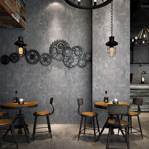 Vintage Wallpaper Modern 3D Grey Cement Non-woven Wall Paper Restaurant Clothing Store Cafe Background Wall Covering Rolls Decor