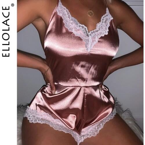 Ellolace Sleepwear Women Silk Imitation Home Clothes For Women Romper Body Backless Negligee Sleeveless Bodysuit Women Wholesale