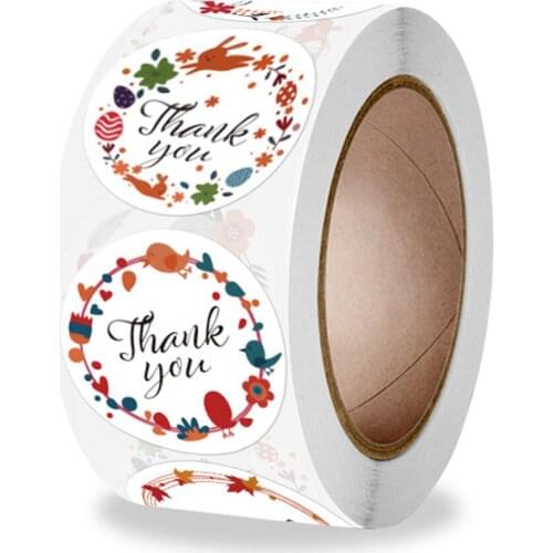 100-500pcs Thank You Stickers Beautiful Garland Design Diary Scrapbooking Stickers Festival Birthday Party Gifts Decor Labels