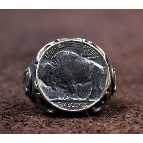 100%925 sterling silver handmade retro vintage personality tide mens yak ring