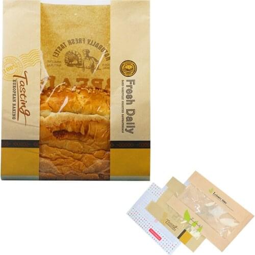 100pcs/lot French Bread Bags DIY Baking W/Food Grade Kraft Greaseproof Paper Takeout Bags Graham Bread Toast Sandwich Packaging