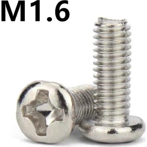 1000pcs/lot M1.6x4/5/6/8/10mm PM GB818 Nickel plated pan head semi-circular head cross machine screw