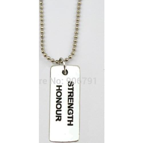 20pcs a lot antique silver plated strength honour charms with bead chain sports Gym necklace