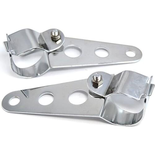 28mm-30mm Chrome Universal Motorcycle Headlight Mount Brackets Fork Ear Chopper Headlamp Holder Adjust Motor Fork Mount