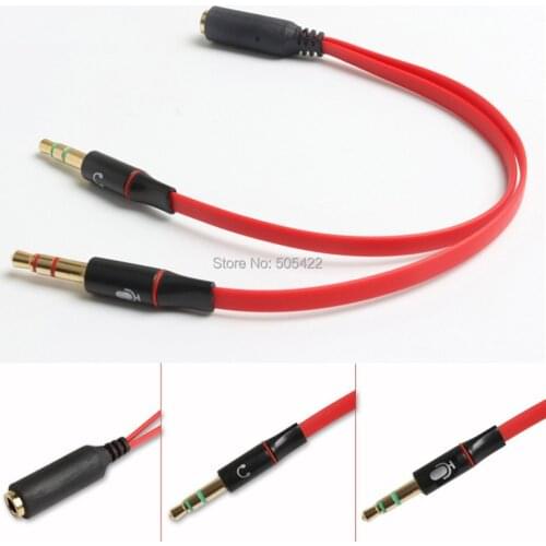 3.5mm Gold Plated Jack Plug Audio Mic Y Splitter Cable Headphone Adapter Female To 2 Male Earphone Extinction Cable Cord