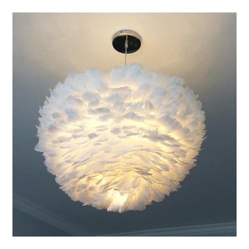 American white feather chandelier Nordic modern simple living room bedroom warm creative personality childrens room art lights