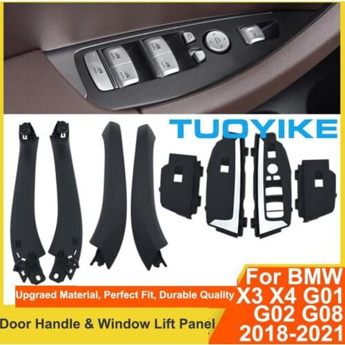 Car Inner Interior Door Pull Handle Black Carbon Fiber Trim Outer Cover Window Lift Switch For BMW X3 X4 G01 G02 G08 2018-2021