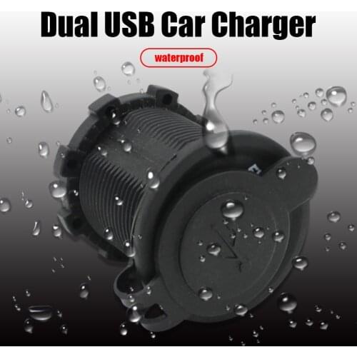 Dual USB Car Charger Voltmeter Panel DC 5V Car Chargers Waterproof Dual USB Auto Motorcycles Chargers Socket Adapter