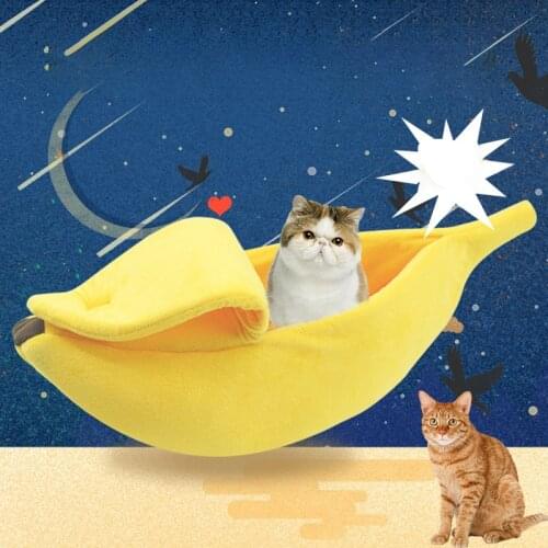 Banana Shape Pet Dog Cat Bed House Mat Durable Kennel Doggy Puppy Cushion Basket Warm Portable Dog Cat Supplies S/M/L/XL