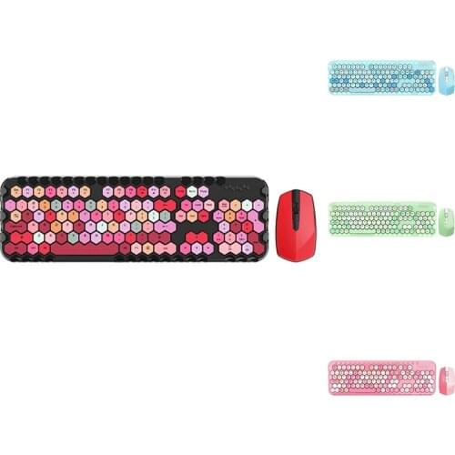 Wireless Keyboard and Mouse 2.4GHz Color Lipstick Keyboard 104 Keys for Windows XP / Win7 / Win8 / Win10