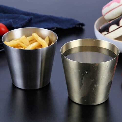 Stainless Steel Water Cup Cold Drink Mug French Fries Cup Bottle Solid Simple Cup Cocktail Tea Vessel Drinkware Fries Baskets