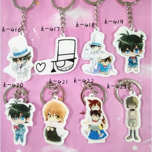 Anime Cartoon Case Closed Detective Conan Kudou Shinichi Mouri Ran Kiddo Sherry Keychain Keyring Key chains Pendant Gift Cosplay