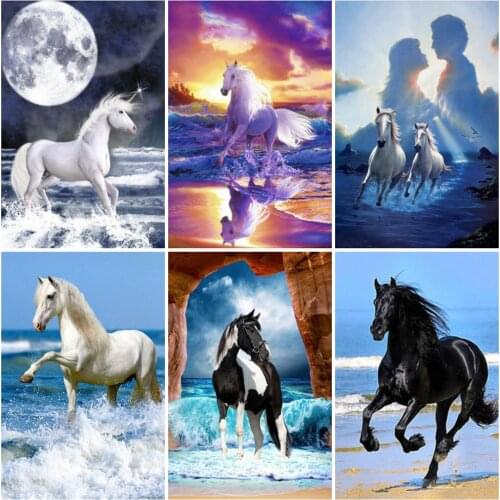 EverShine Diamond Embroidery Full Square Horse Cross Stitch Diamond Painting Animal Mosaic Kits Home Decor Rhinestones Art