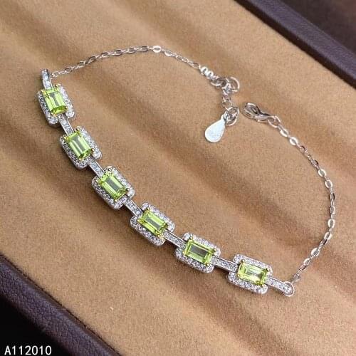 KJJEAXCMY Fine Jewelry 925 Sterling Silver inlaid Peridot women hand bracelet fashion support detection