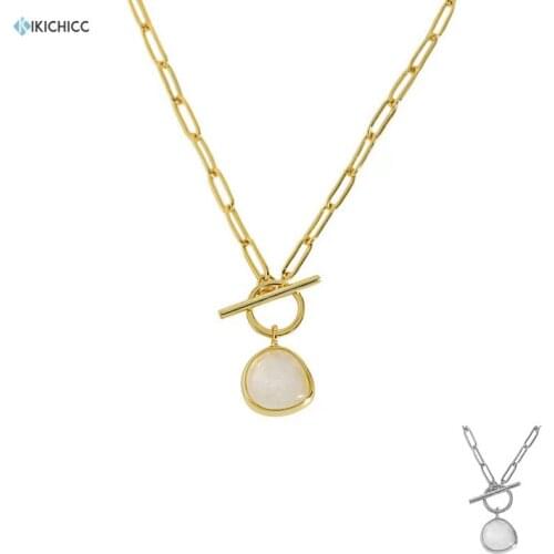 KIKICHICC 925 Sterling Silver Milk White Ctystal Triangle Zircon Pave Pendant Long Chain CZ Zircon Women Wedding Jewelry Gift