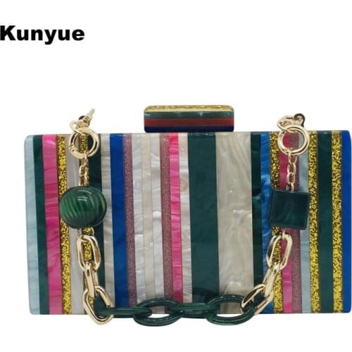 Stylish Wallets Luxury Women Fashion Sequins Acrylic Evening Bag Trendy Colorful Pearl Striped Clutch Purse Casual Prom Handbags