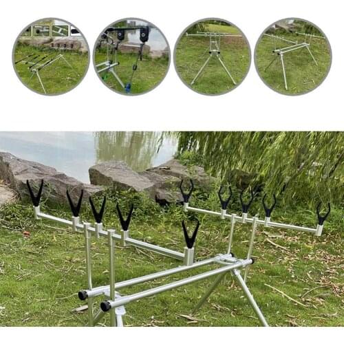Fishing Rod Bracket Silver Color Fishing Rod Rack Sturdy Anti-skid Functional Fish Pole Holder Locker