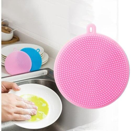 Multifunctional Silicone Dishwashing Brush Non-Oil Rag Double-Sided Wash Pot Clean Tableware Home Kitchen Tool
