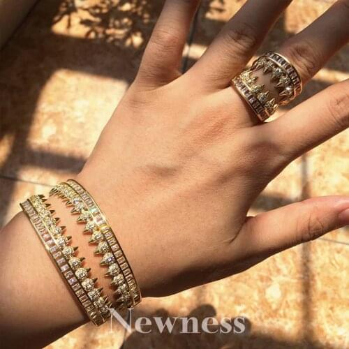 Newness Water Drop Fashion Luxury Super Cubic Zirconia Women Engagement Bangle And Ring Jewelry Set