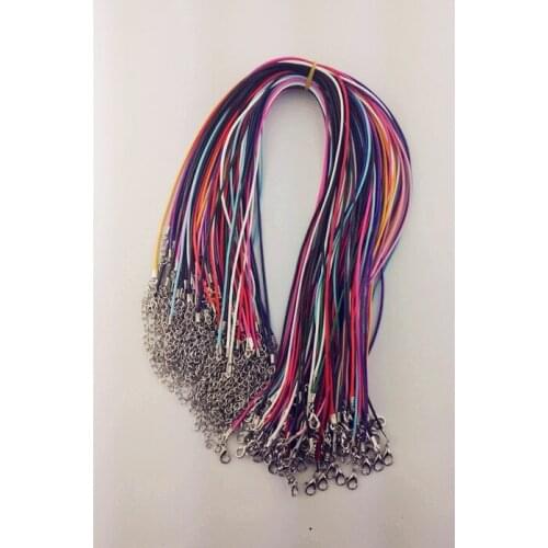 18" 1mm Wax Cord Necklace Lobster Clasp Jewelry Fit Charms mix colors 100pcs