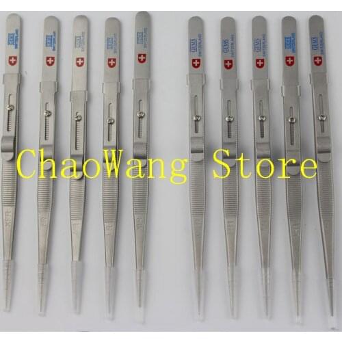5PCS/Pack Diamond Tweezers Jewelry Tweezers Groove Stainless Steel Tweezers Adjustable Craft Tools