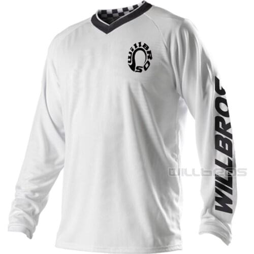 Willbros GP Midnight Motocross Jersey Mountain Bicycle Offroad Scooter Street Moto White T-shirt Summer Long Sleeve