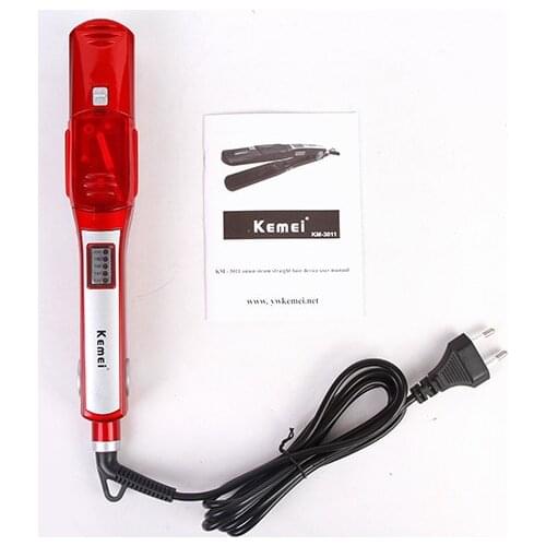 KEMEI Professional Steam Hair Straightener Ceramic Vapor Flat Iron Steampod Straightening Comb Brush Hair Iron Tool
