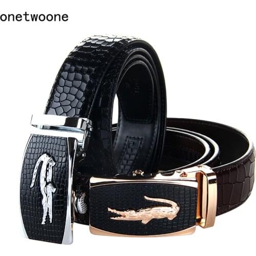 New Arrival Mans Genuine Leather Belt Casual Leather Belt Men Luxury Brand Designs Cowhide Straps Crocodile Buckle Black Belt