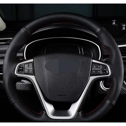 DIY Black Faux Leather Car Steering Wheel Cover For Geely Emgrand Bo rui Bo yue Vision Binray Coolray VF11 ICON FY11 Non-slip