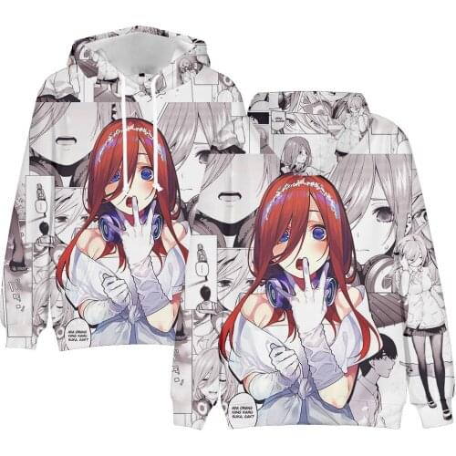 Anime The Quintessential Quintuplets Hoodies Sweatshirts 3D Print Hooded Kawaii Cartoon Pullover leisure Tracksuit For Men Women