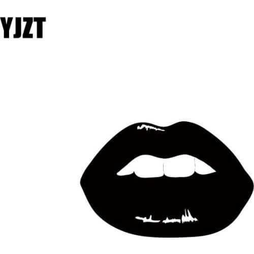 YJZT 9.2*6.2CM Hot Sexy Silhoutte Mouth From Girl Car Popular Fashion Style Car Sticker Black/Silver Vinyl Decal C20-0878