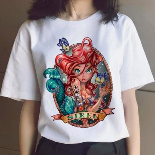 Harajuku Disney Princess Funny T-shirt Men Women Vogue Graphic T-shirt Vintage Kawaii 90s Tshirt Aesthetic Top Tees Male Female