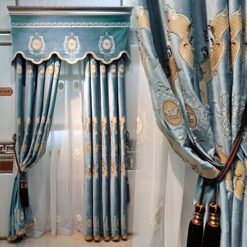New flannelette embroidered curtain custom atmosphere simple European living room bedroom shade curtain products beaded curtain