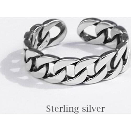 Sole Memory Vintage Thai Silver Chain Braid 925 Sterling Silver Female Resizable Opening Rings SRI705