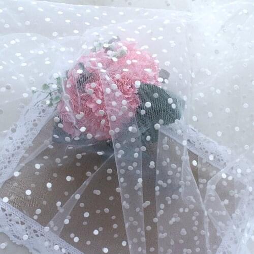 GLace 1Y/Lot hard Bridal veil mesh polka dot material handmade diy fabric hat veil accessories TX1576