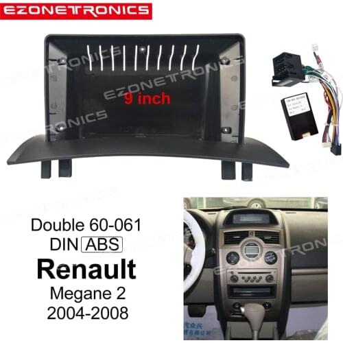 1-2Din Car DVD Frame Plug Audio Fitting Adaptor Dash Trim Kits Facia Panel 9inch For Renault Megane2 2004-2008Radio Player