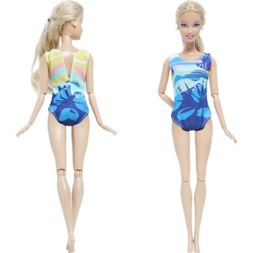 BJDBUS 1 Set Summer Beach Doll Swimsuit Blue Bikini Swimming Swimwear Bathing Clothes for Barbie Doll Accessories Kids Toys