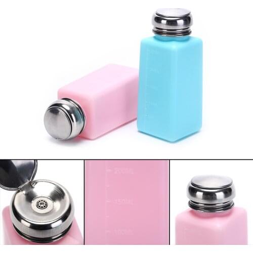1PC 250ml Plastic Nail Bottle For Children Cute Plastic Empty Square Wash nail polish Bottle With metal Cap 2colors