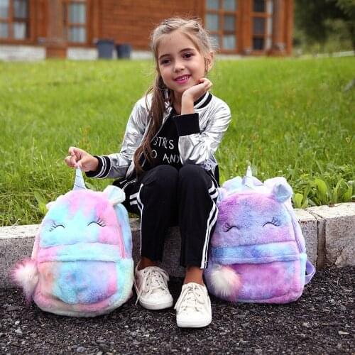 1pc 30CM Lovely Colorful Unicorn Plush Backpack Toy Kawaii Fashion Travel Bag for Girls Children Kids High Quality Birthday Gift