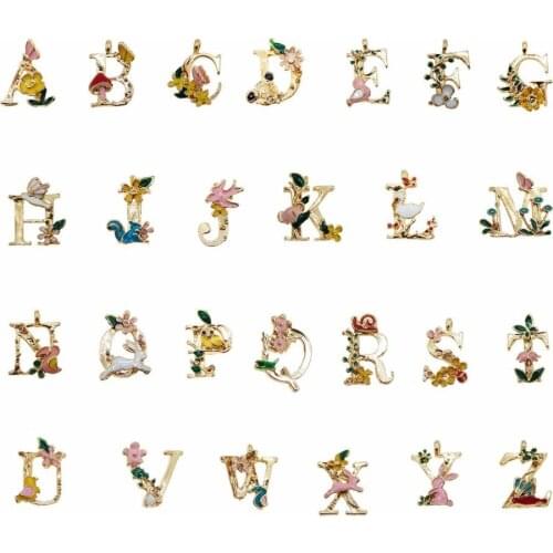 26pcs 26 Alphabet Letter Pendant initial Necklaces Women Fashion Jewelry Chain Necklace Bracelet Charms Handmade Christams Gift