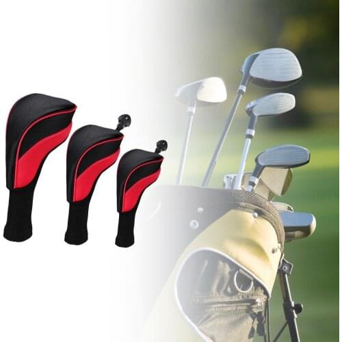 3Pcs Anti-wear Lengthened Golf Club Cover With Rotating Digital Markings Elastic Cap Cue Protection Sleeve Outdoor Golf Supplies