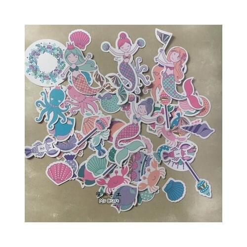 57pcs mermaid marine organism Foil Gold Paper Die Cut paper for DIY Scrapbooking Card Making Crafts /photo album Decoration